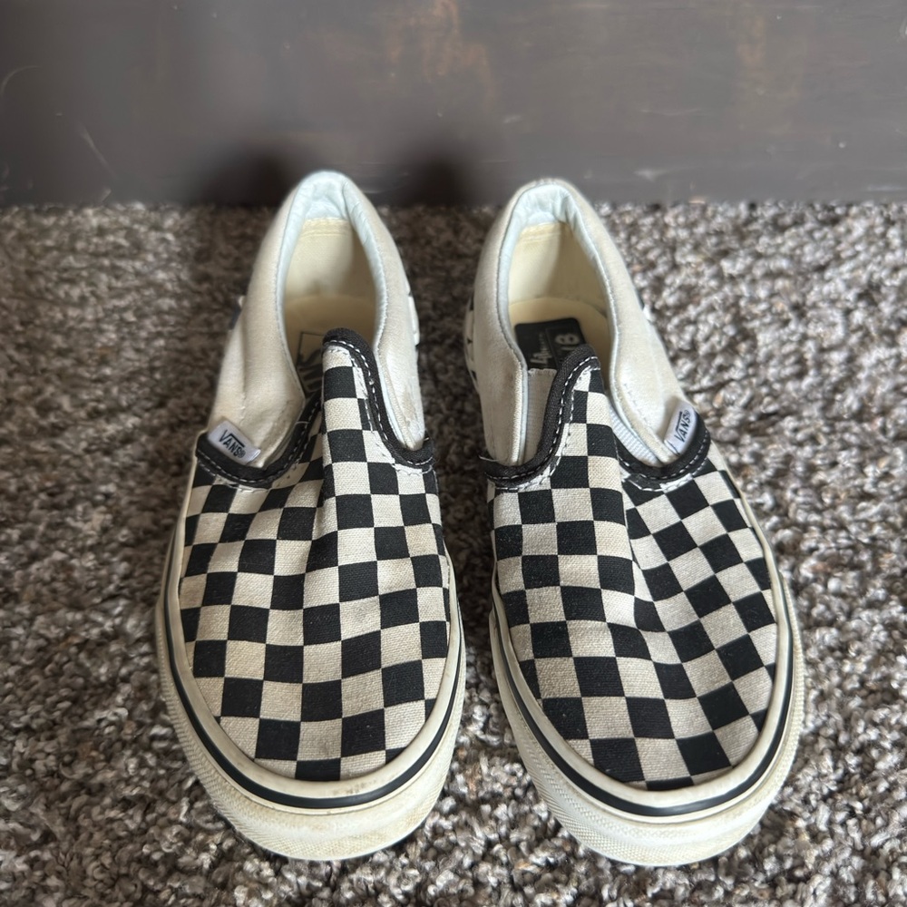 Vans Kids Black and White Checkered Slip-On Sneakers